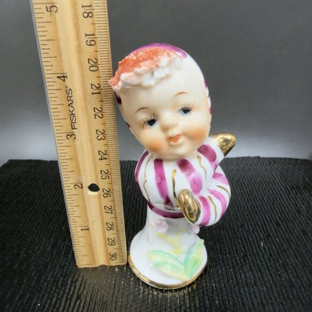 1960s Ucagco Tulip Flower Candy Cane Kids Baby Single Shaker Porcelain Japan VTG